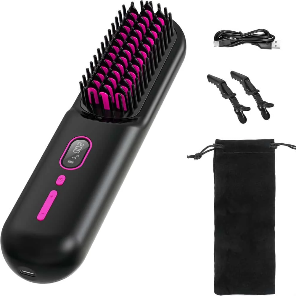 Portable Mini TYPE-C Hair Straightening Comb Hair Brush Direct Connection for Home Travel Electric with USB Battery Power Source