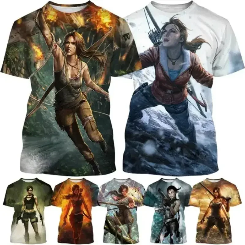 Men T Shirt Classic Video Game Tomb Raider Graphic T-shirt Personality Harajuku Street Oversized T Shirt Unisex Tops Clothing