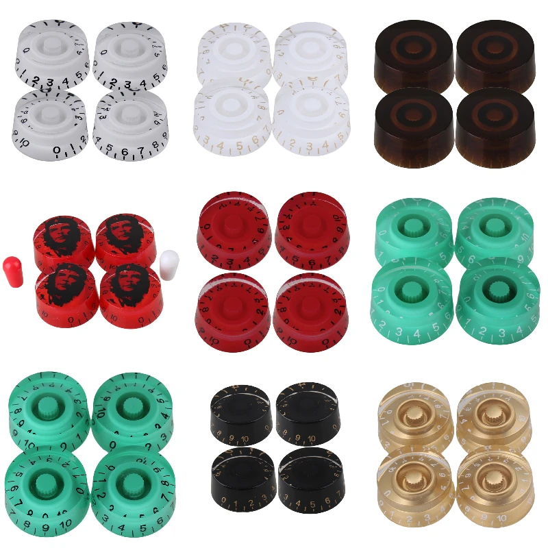 1 Set of 4 White/black/red/green  Speed Control Knob for Electric Pickup Guitar