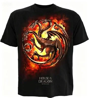 House of The Dragon Giant Dragon Head Targaryen Sigil Graphic Fan Cotton Short Sleeve T-Shirt