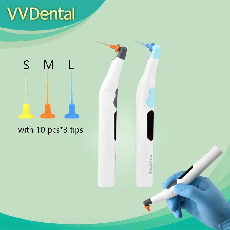 Kit de irrigador de canal radicular RW-7 equipado com 30 cabeças de plástico S/M/L, descarga endodontia eficiente, para limpeza e enxágue de canal