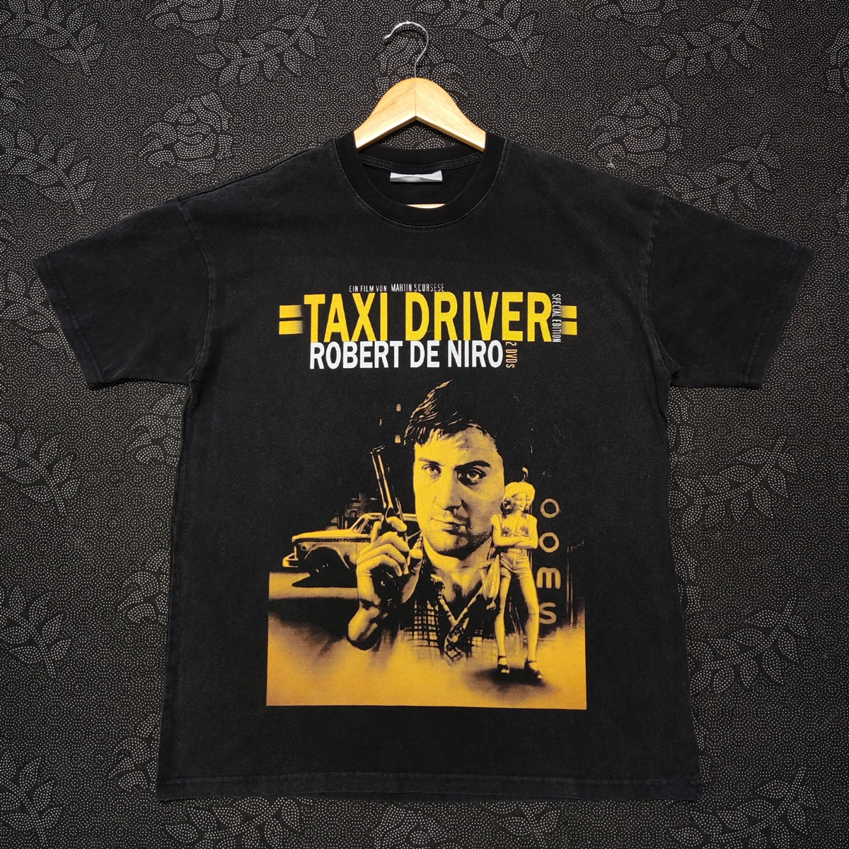 Yao888 Taxi Driver Movie Graphics Print Washed Old Streewear Short Sleeve Loose Vintage Casual Men Clothing T Shirt For Men