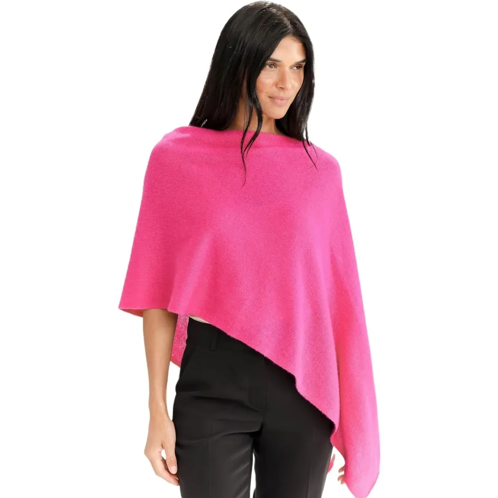 100% Cashmere Women's Draped Poncho Dress Topper - Luxurious Cashmere Wrap for Elegant Occasions