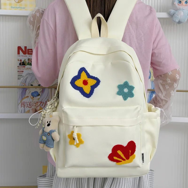 Cute Korean Aesthetic Large Capacity Laptop Backpack 13 14 15 Inch Casual Student School Bag Multifunctional Travel Backpack