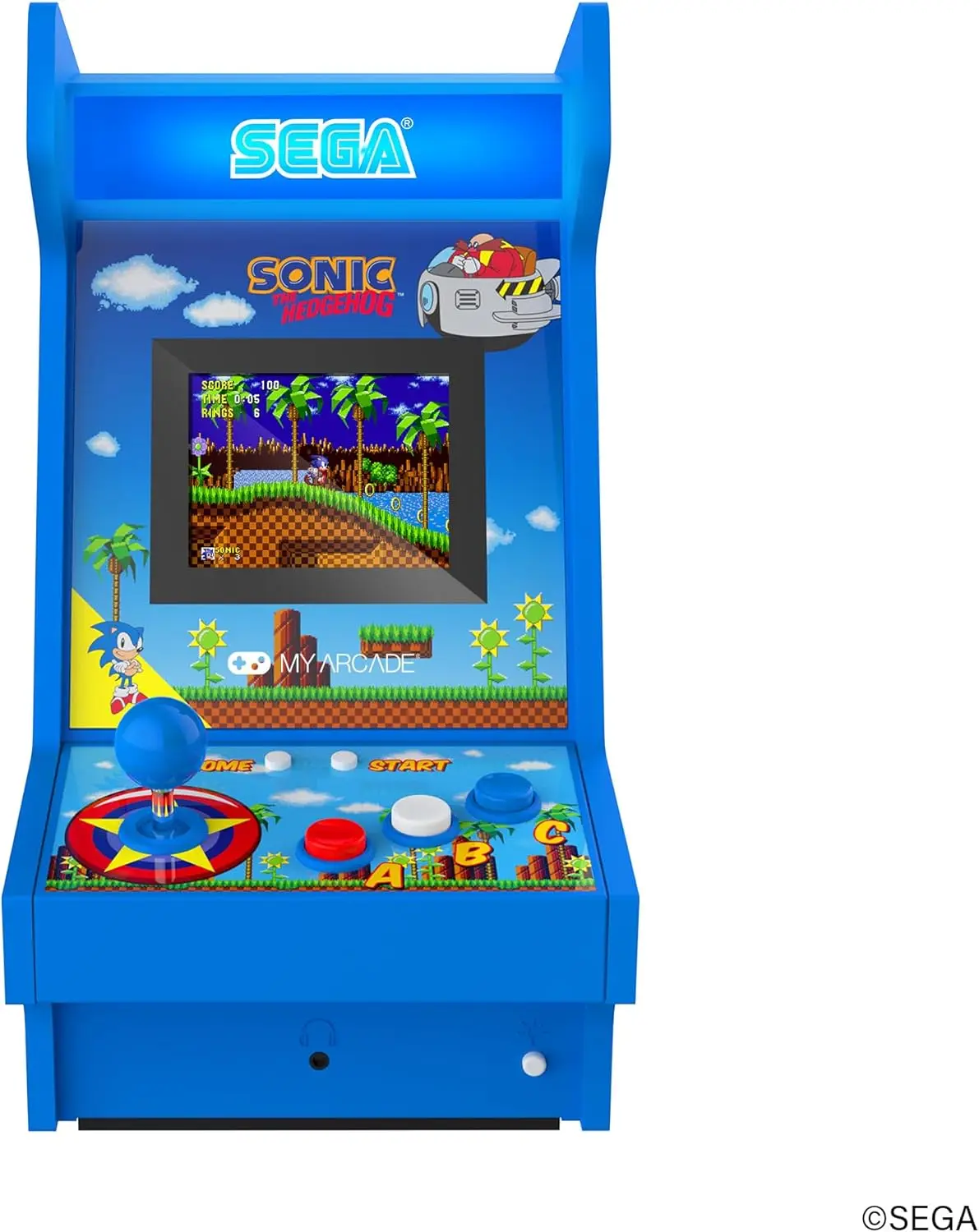 Retro Arcade Player with 4 Classic Games, Sonic Themed Countertop Video Game