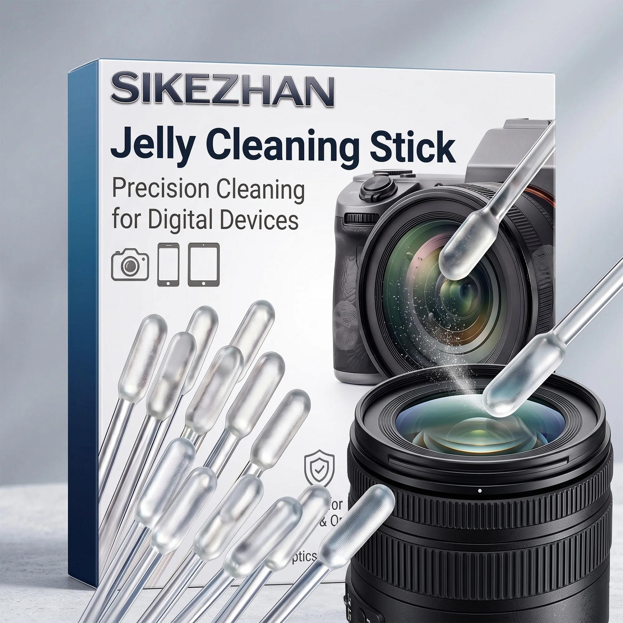 SIKEZHAN 24 Pack Jelly Cleaning Stick, Safe Gel Swab for DSLR Camera Lens, Sensor Laptop & Phone Screen Dust Smudge Cleaner Kit
