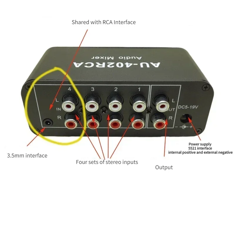 12V Stereo Audio Mixed Distributor Signal Selector switcher 4 Input 2 output RCA Volume Controls Headphones Amplifier