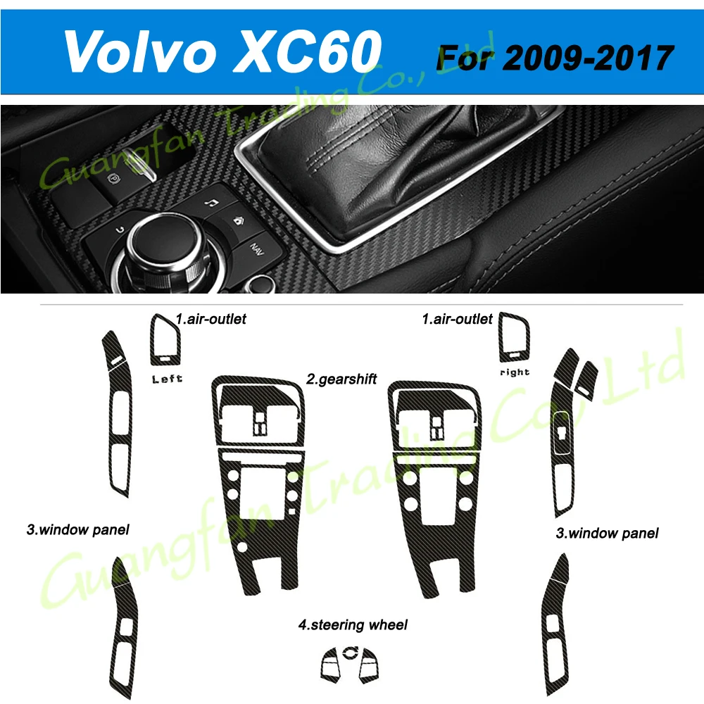 Car-Styling 3D/5D Carbon Fiber Car Interior Center Console Cover Color Change Molding Sticker Decals For Volvo XC60 2009-2017