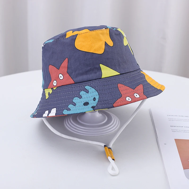 Summer Baby Hat Boy Girl Cotton UV Protection Sun Cap Children Panama Beach Kids Bucket Hat Cute Cartoon Infant Caps