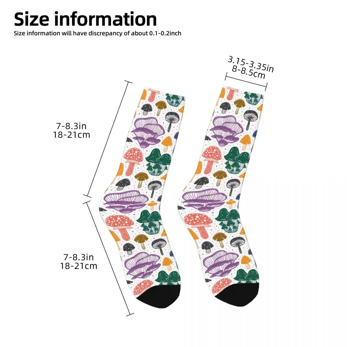 Sock for Men Colorful Neon Mushroom Pattern Plants Lovers Harajuku Mushroom Breathable Pattern Printed Crew Sock Novelty Gift