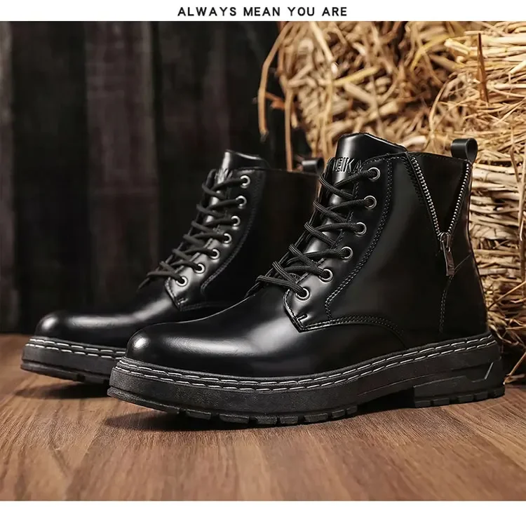 Klassische Chelsea-Stiefel im Leder-Look für Herren, Slip-On Ankle Dress Boots, formelle Business-Stiefeletten – Detail 10