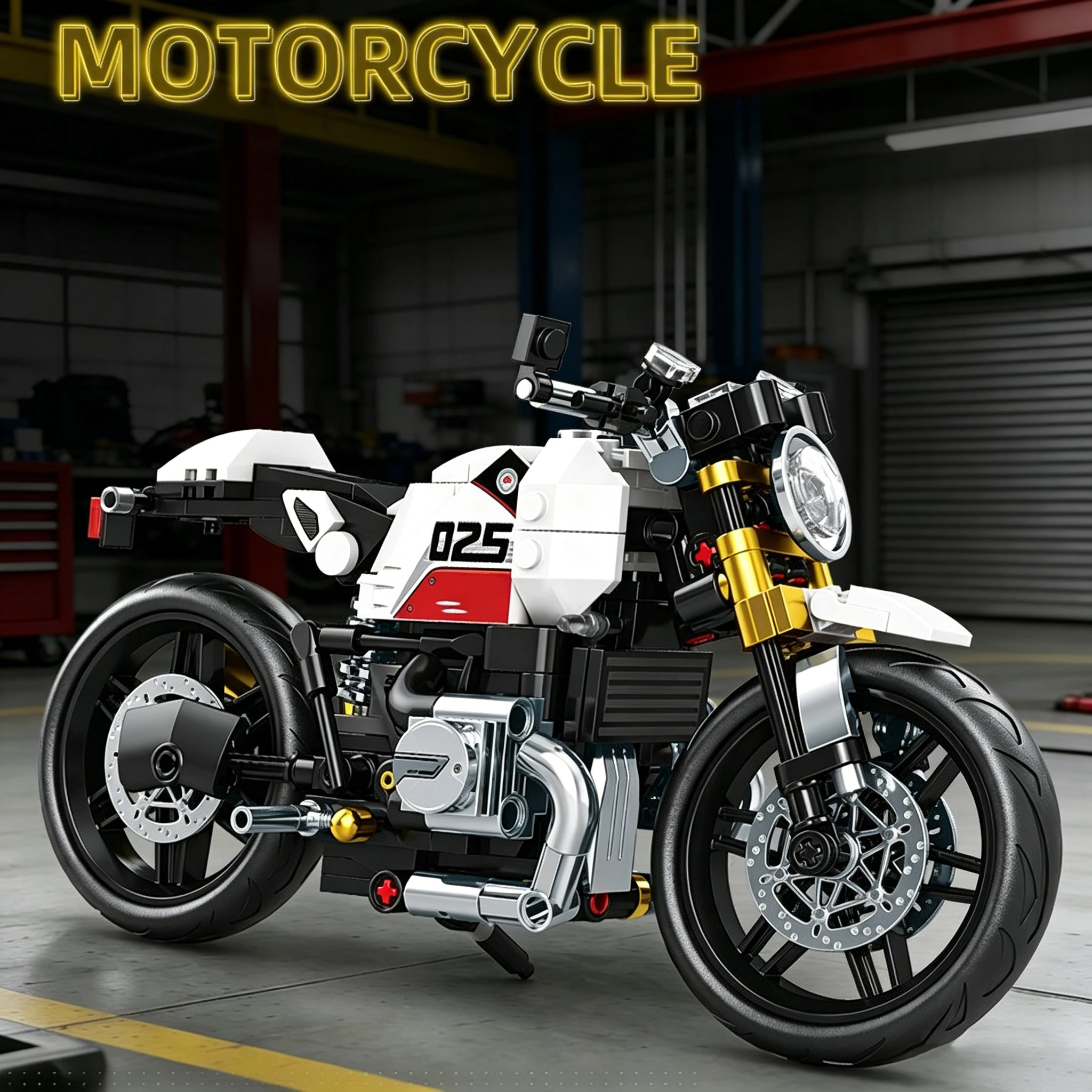 Set de Bloques de Construcción de Motocicleta, Modelo de Superbike de Carreras, Motocicleta Retro de Calle, Juguete Cole