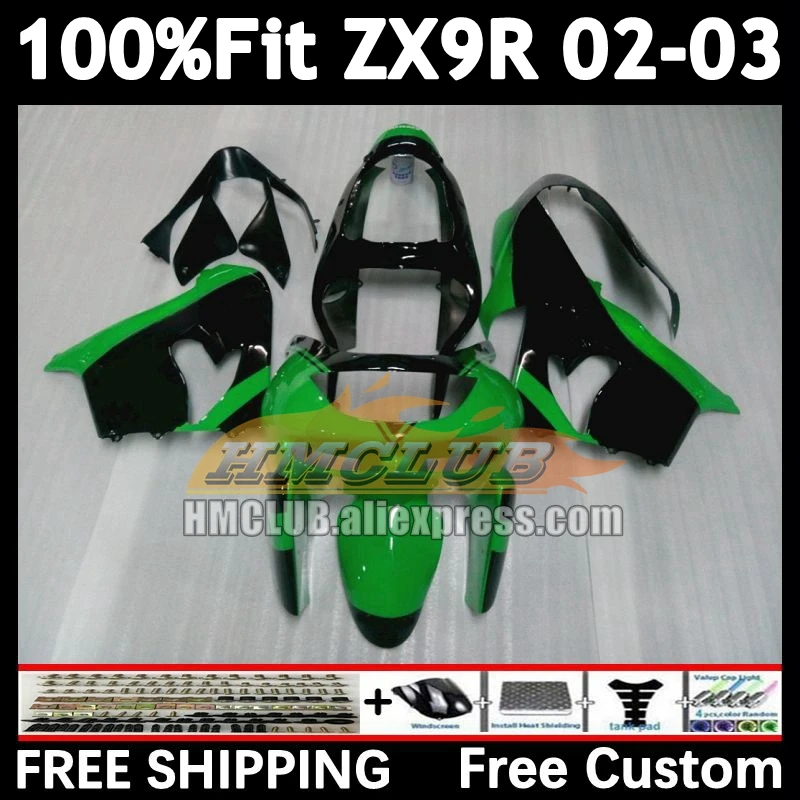

Injection Body For KAWASAKI NINJA ZX 900 9R 9 R 2002 green black 2003 166No.8 ZX900 ZX-9R ZX9 R 900CC ZX9R 02 03 OEM Fairings