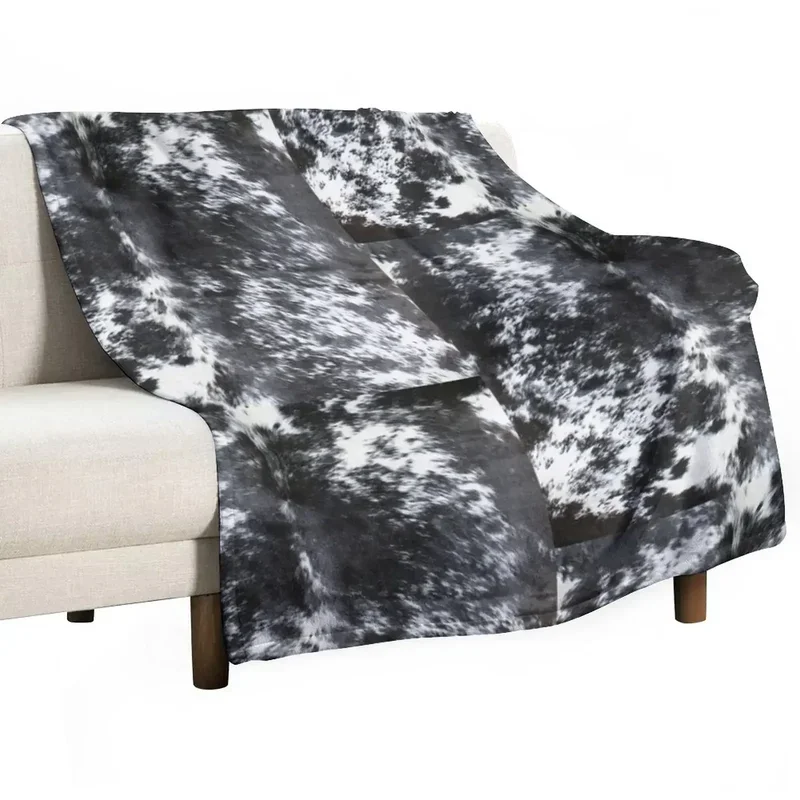 Cowhide Black and White | Texture Throw Blanket Multi-Purpose Loose Blankets