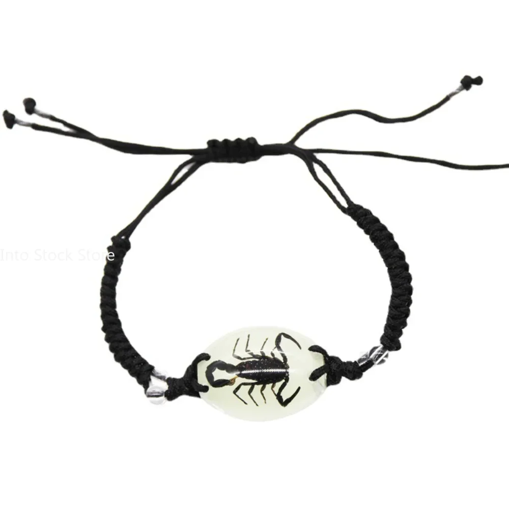 Glow In The Dark Handmade Resin Insect Amber Bracelet Luminous Green Beetle Scorpion Bracelets For Men Boys Women Jewelry Gifts