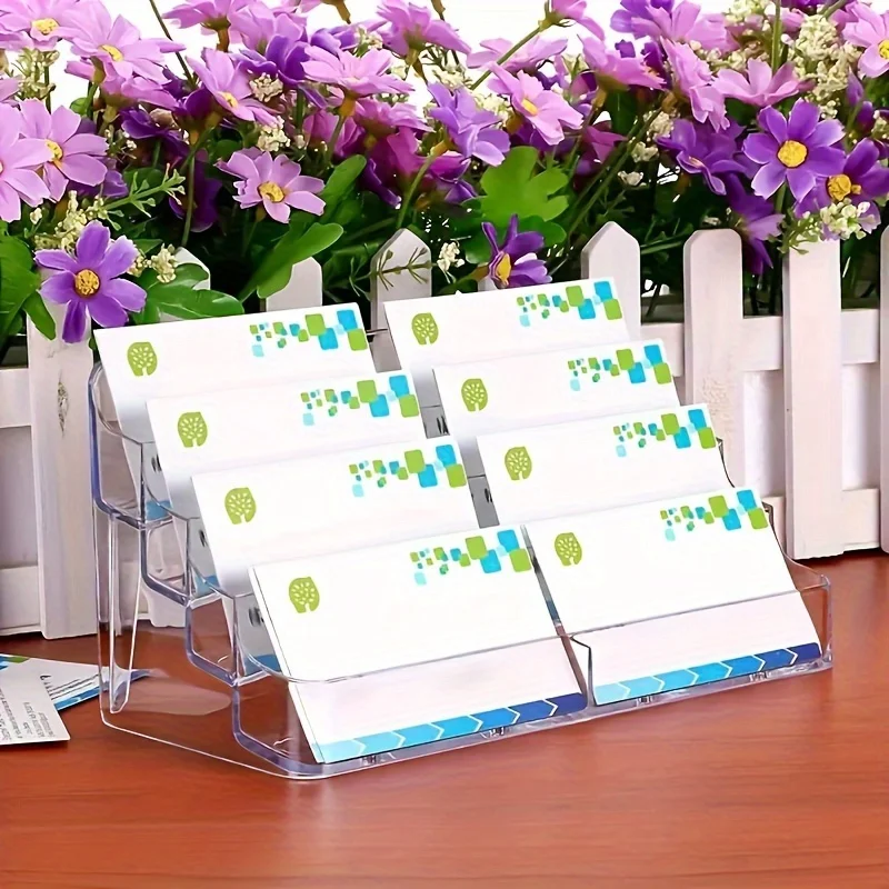 Transparente Visitenkartenbox, 4-lagig und 8 Gitter, geeignet für die Platzierung auf der Theke oder im Desktop # Büro- und Handelsshows