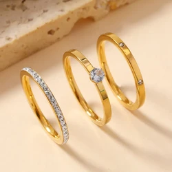 3in1 Stacking Rings Band Crystal 3Pcs Set for Slim Plain Finger Rings Band Trendy Jewelry Christmas Gift Dropshipping