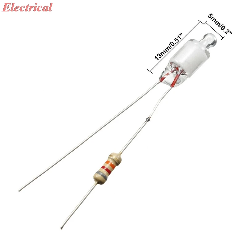 F5 5x13mm Super Bright Green Light Neon Bulb Indicator Lamp w 82K Resistor