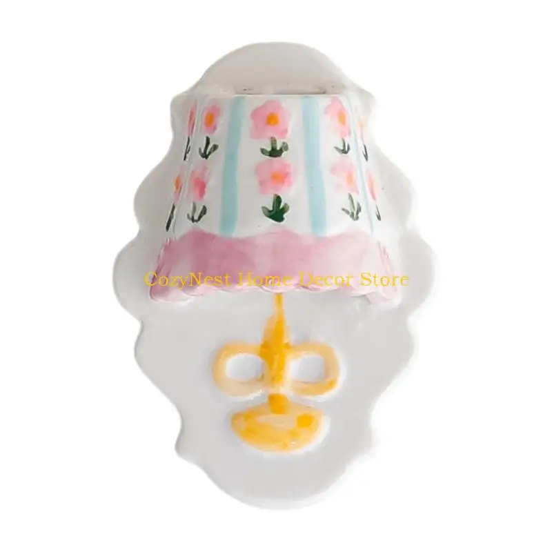 92MF Mini Light Up Ceramic Refrigerator Accent Magnets, Hand Painted Lamp Shape Fridge Decors with Glossy Finish for Metal