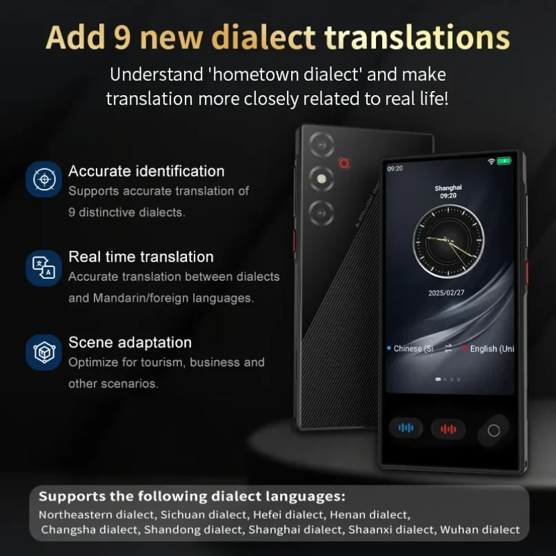 Multi Language AI Translator Device Dialect Real Time Voice Photo Translation Portable Mini For Travel Business Learning Study