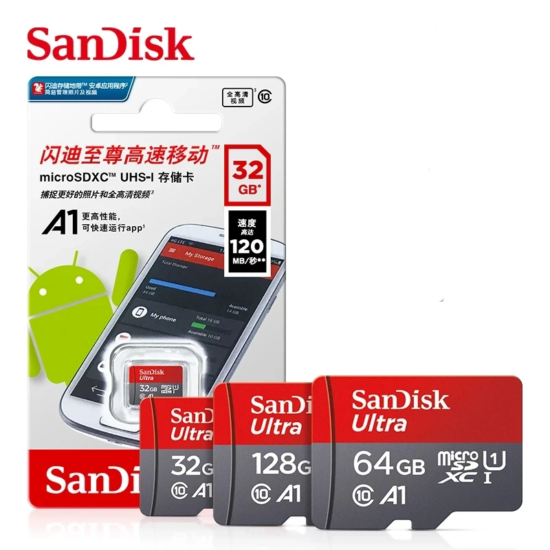 Sandisk Ultra Micro tf SD 32GB 64GB 128GB  256GB High Speed C10 Micro tf SD Card SD/TF Flash Card Memory Card miniSD for Phone