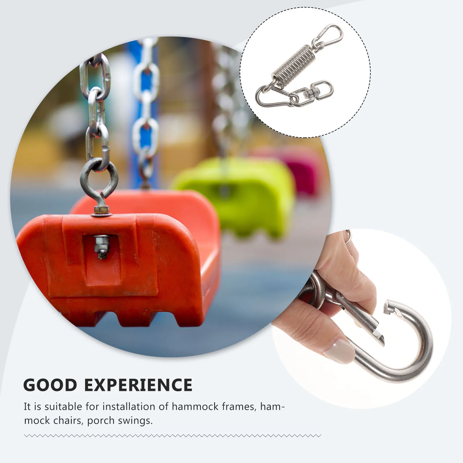 

1Set Stainless Steel Hanging Swing Hook Kit Heavy Duty Hammock Hanging Accessories Spring Rotating Hook for Porch Swing Chair