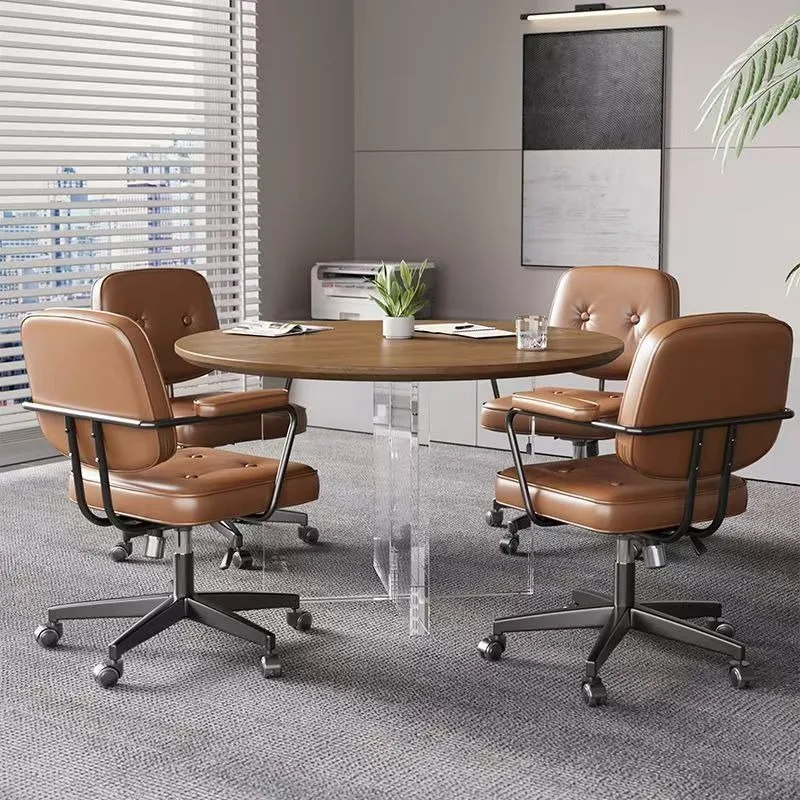 Log office small folding training table, reception negotiation table and chairs, light luxury