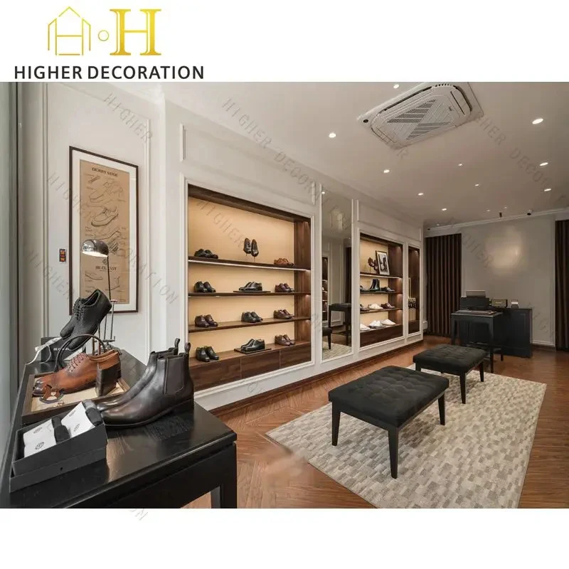 custom.Minimalist Floating Shoe Display Wall Shelf with LED Lighting High-End Designer Boutiques