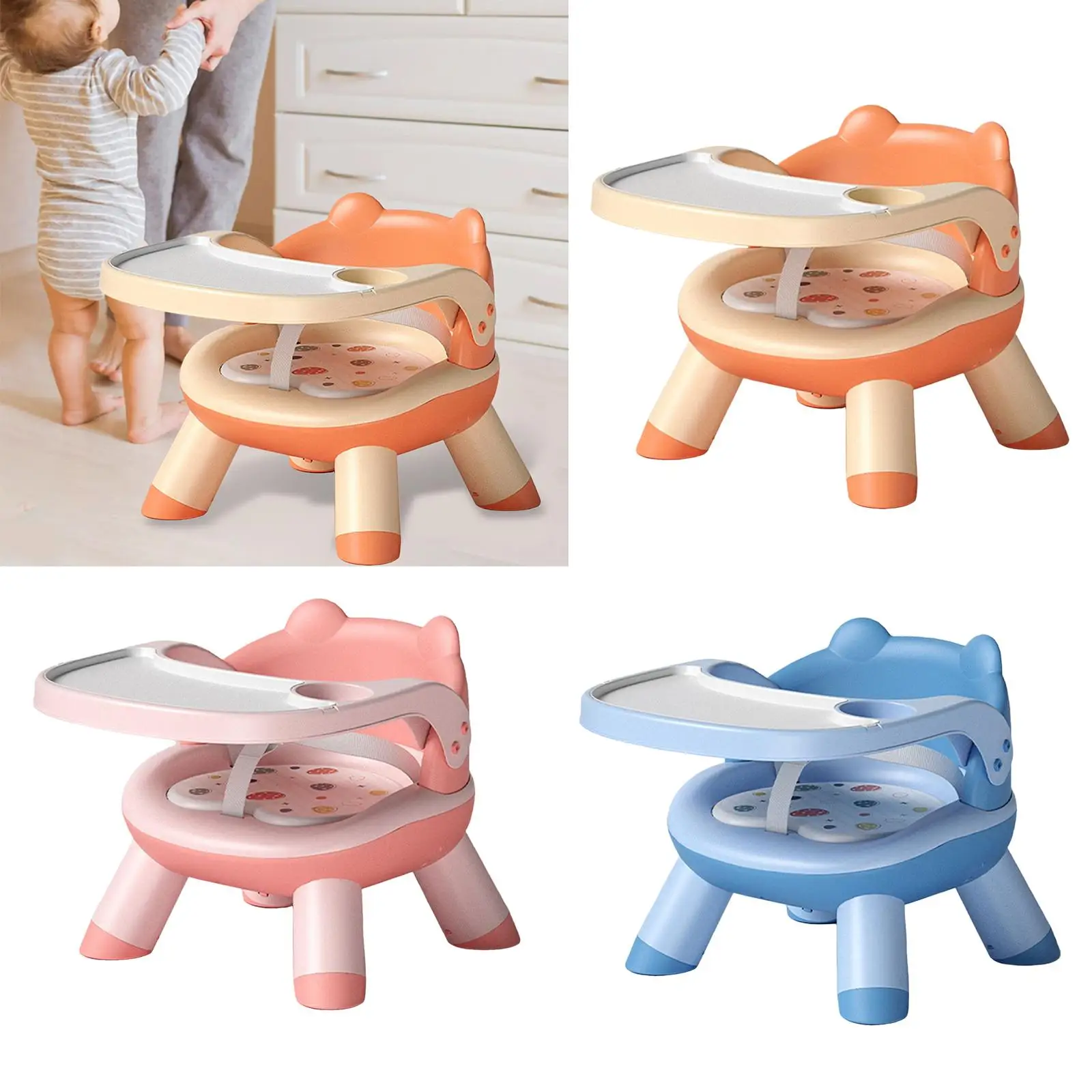 Baby Dining Chair with Removable Tray for 0~12 Years Old, Travel Dining Table,