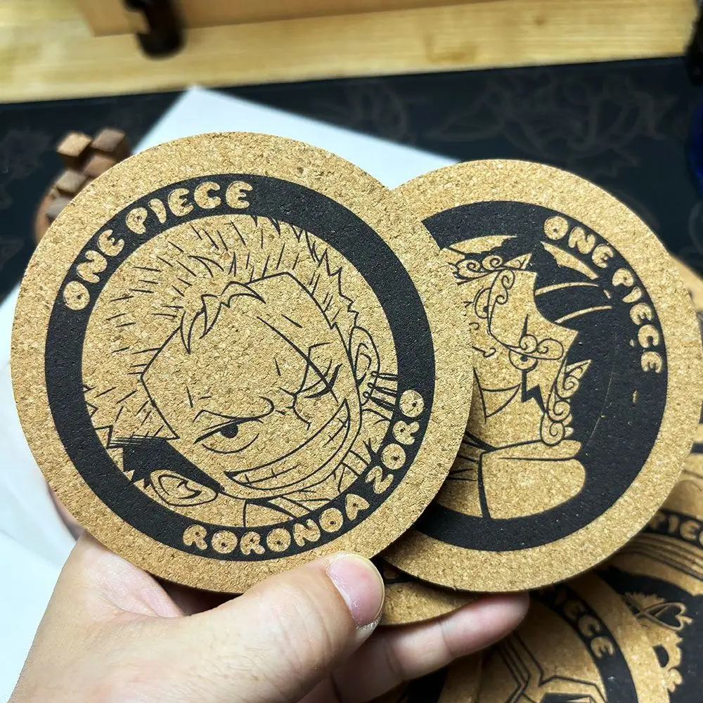 15 Styles Diy One Piece Luffy Roronoa Zoro Cork Coaster Shanks Cartoon Animation Two-Dimensional Natural Cork Coaster Gift Toys