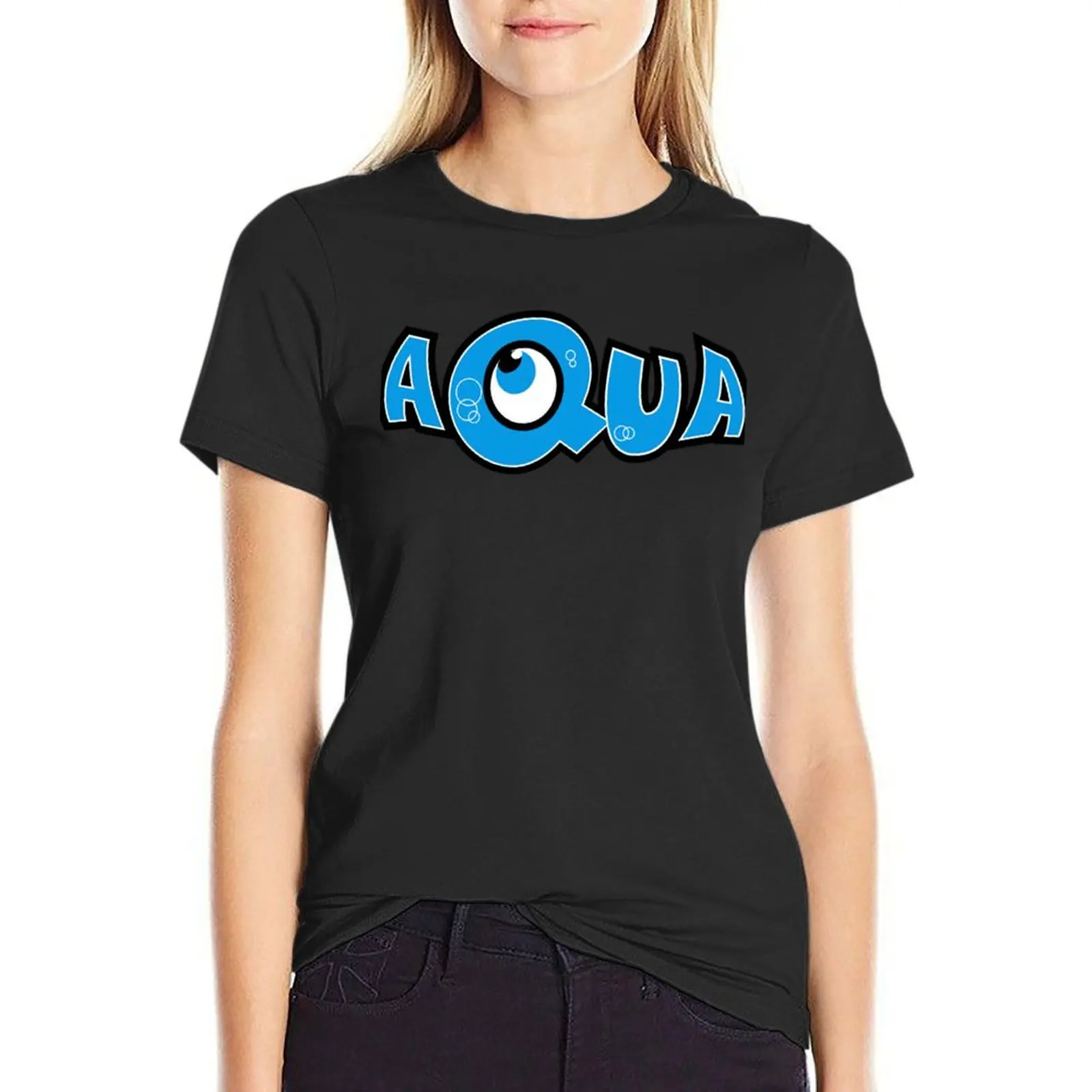 

Aqua - Band Logo T-Shirt plus sizes anime clothes korean fashion funny Woman T-shirts