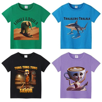 Italian Brainrot Children Cotton Top Tung Tung Tung Sahur Summer Clothing Funny Meme Short Sleeve T-shirt Boy Girl Cute Tee Gift