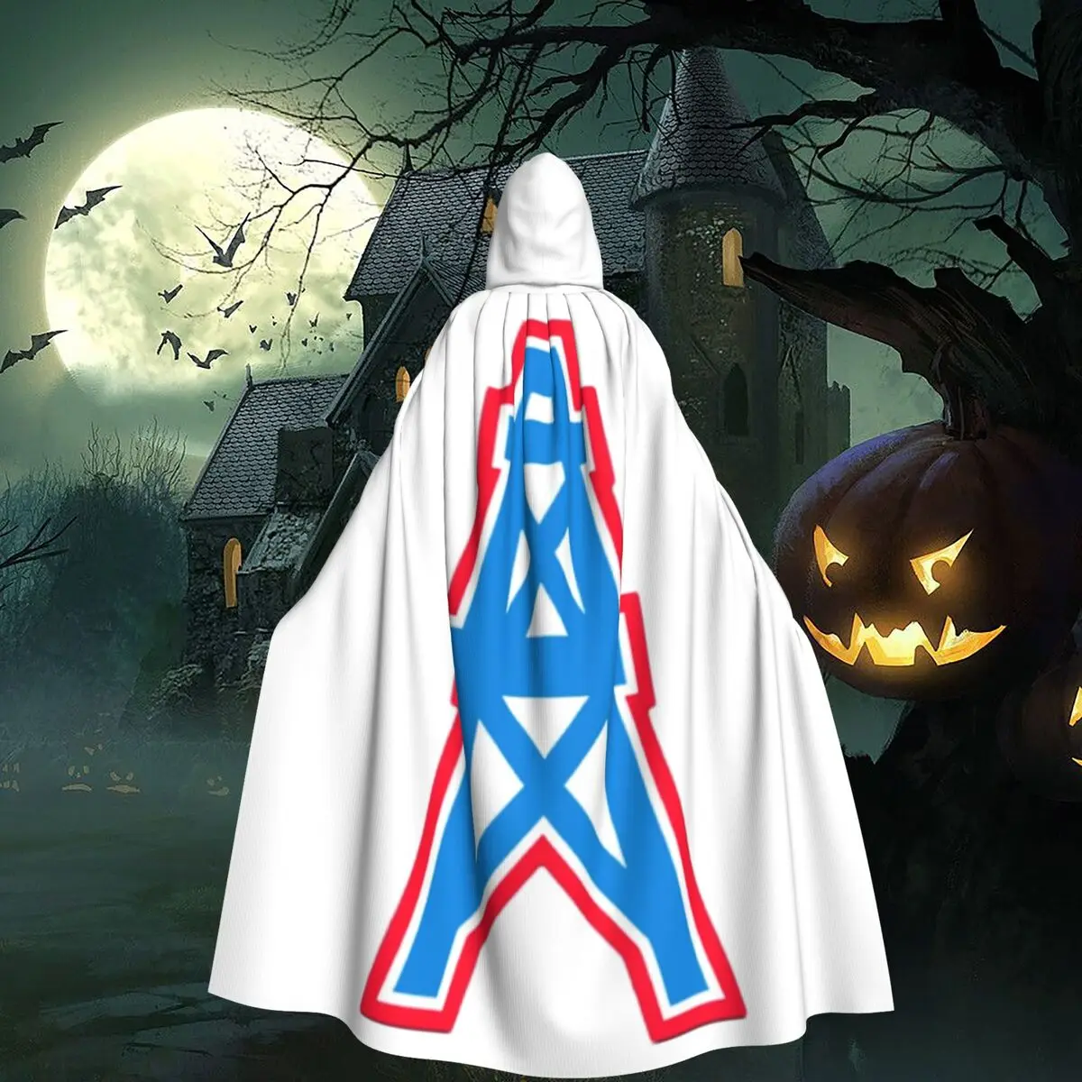 Houston Oilers T-Shirt1980 Houston Oilers Long Hooded Cloak Witch Medieval Costume Cosplay Cape HalloweenVampire Adult Unisex