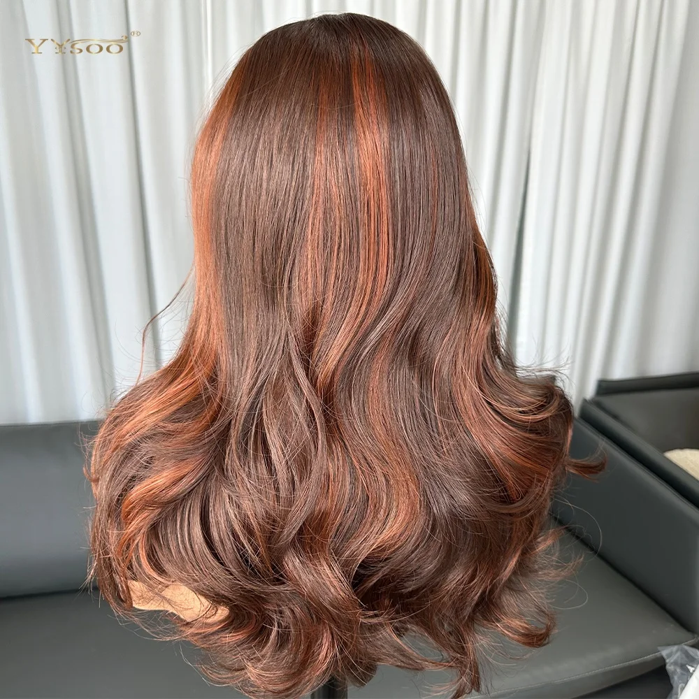 YYsoo Mixed Middle Bangs Futura Japanese Fiber Wigs Glueless Heatresistant Synthetic Lacefront Wigs For Black Womens Daily Use
