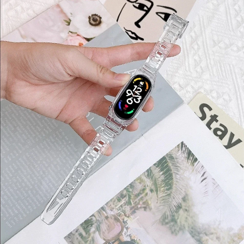حزام شفاف + حافظة لهاتف Xiaomi mi band 10 9 8 nfc miband حزام بديل للمعصم سوار ساعة correa mi band 10 2026