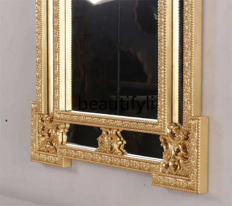 New arrive French minimalist bathroom mirror fireplace mirror makeup mirror bathroom gold foil luxury living room decoration
