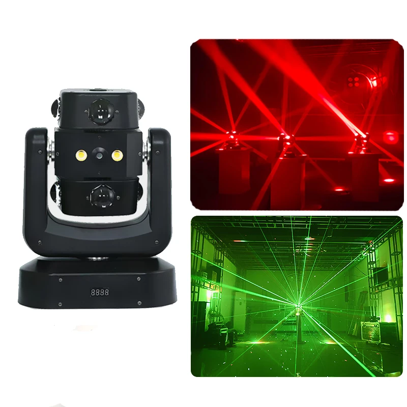 DJ Disco Colorful Stage Lighting 8X15W RGBW 4in1 LED Beam Moving Head Light DMX RG Laser Amber Strobe Infinite Rotation Lights