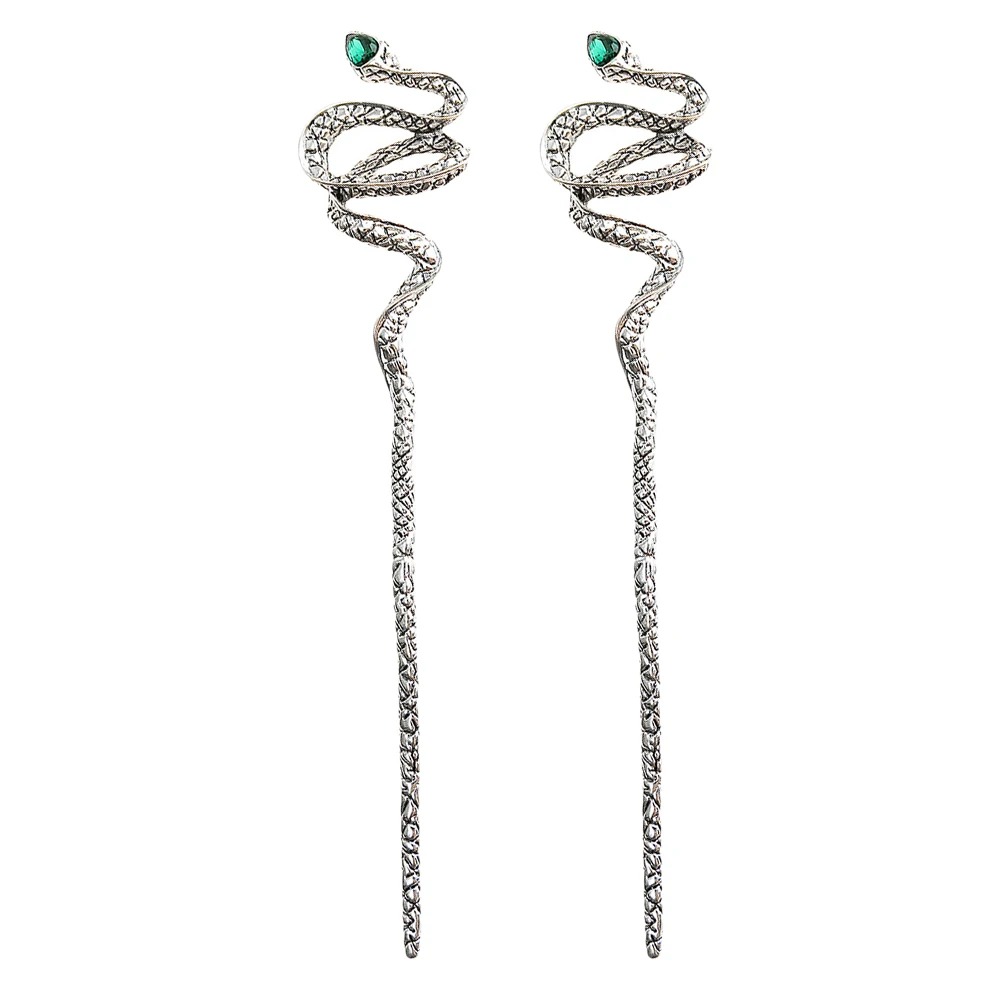 

2pcs Snake Rhinestone Gold Cosplay Accessories Women Long Hair Bun Hairstyle DIY Cosplay Hair Chopsticks Practical Durable