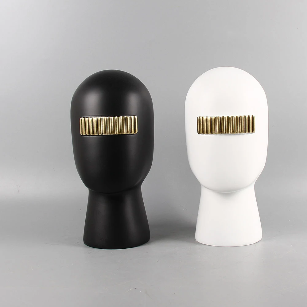 

Creative Abstract Digital Face Resin Ornaments Living Room Library Office Entrance Human Statue Home Decoration