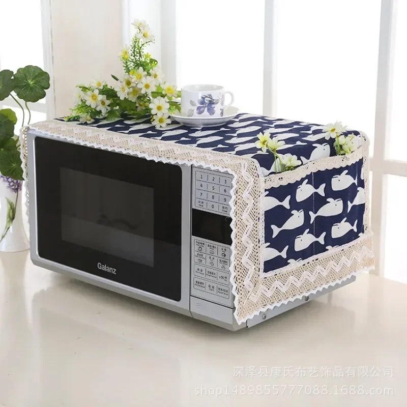 

Microwave Oven Cover Simple Linen Cloth Oil Proof Cover Electric Oven Dust Cover Waterproof Oil Proof Household Oven