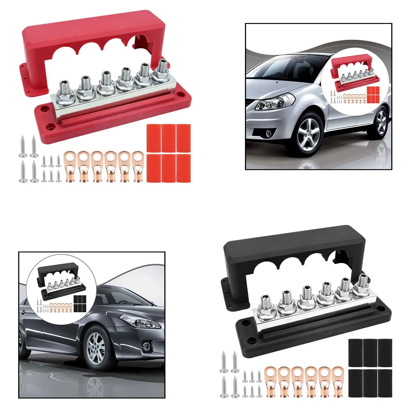 

Power Distribution Block High Current Busbar Terminal Block with 6 Studs M10 12-48V Car Truck Automotive RV Marine