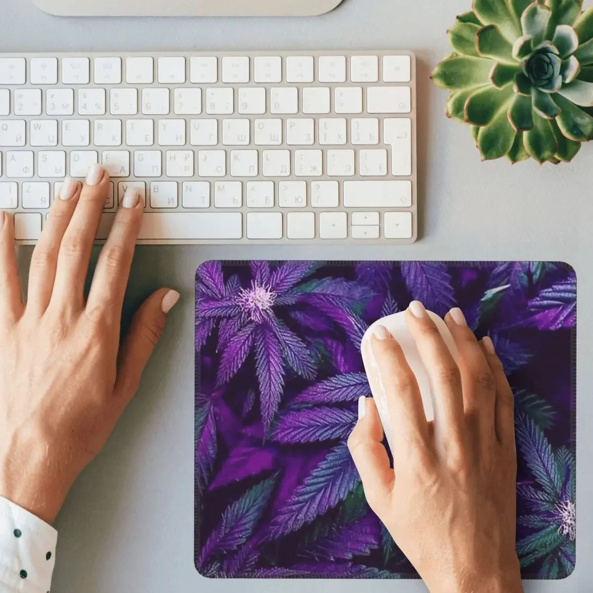 Psychedelic Purple Cannabis Marijuana Weed Pot Leaves Mouse Pad Computer Keyboard Mouse Mat Gaming Laptop Desk Mat  Table Mats