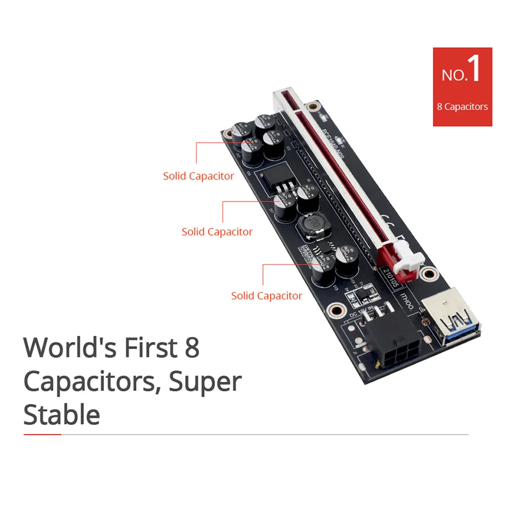 

VER009S Plus PCI-E Riser Card PCI Express 1X to 16X USB 3.0 Cable SATA to 6Pin Connector for Graphics Video Card Mining