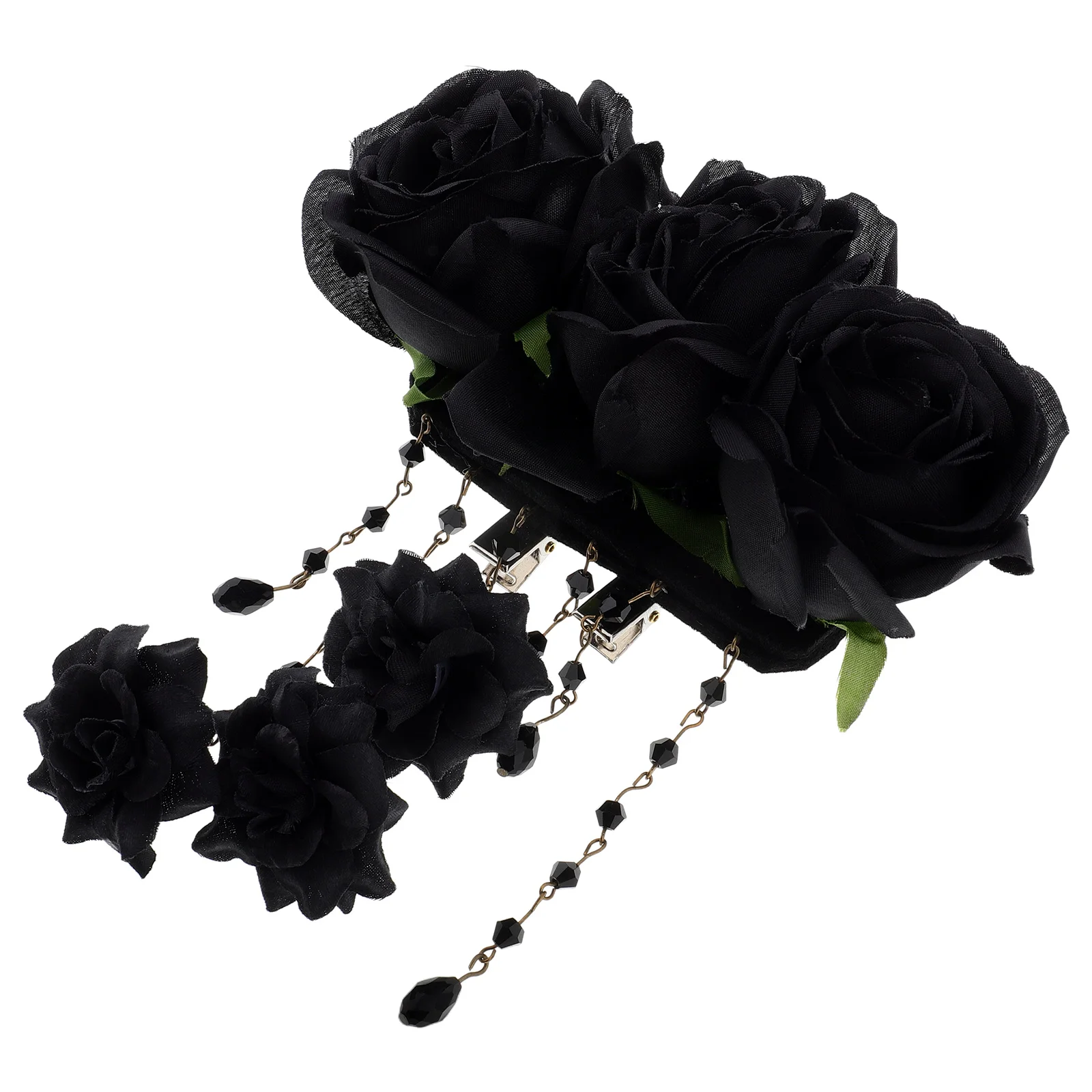 

Gothic Rose Hairpins Black Silk Headdress Lightweight Convenient Dance Party Accessories Goth Hair Clips Women