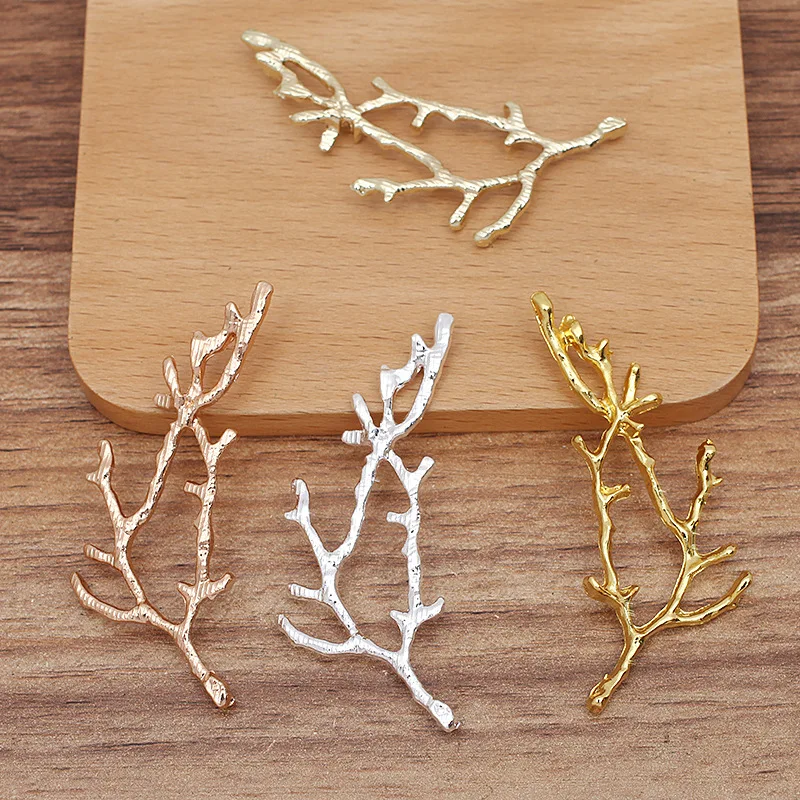 20 PCS 20.5*60.5mm Gold/ Silver Plated Branch Metal Alloy DIY Hair Accessories For Jewelry Making