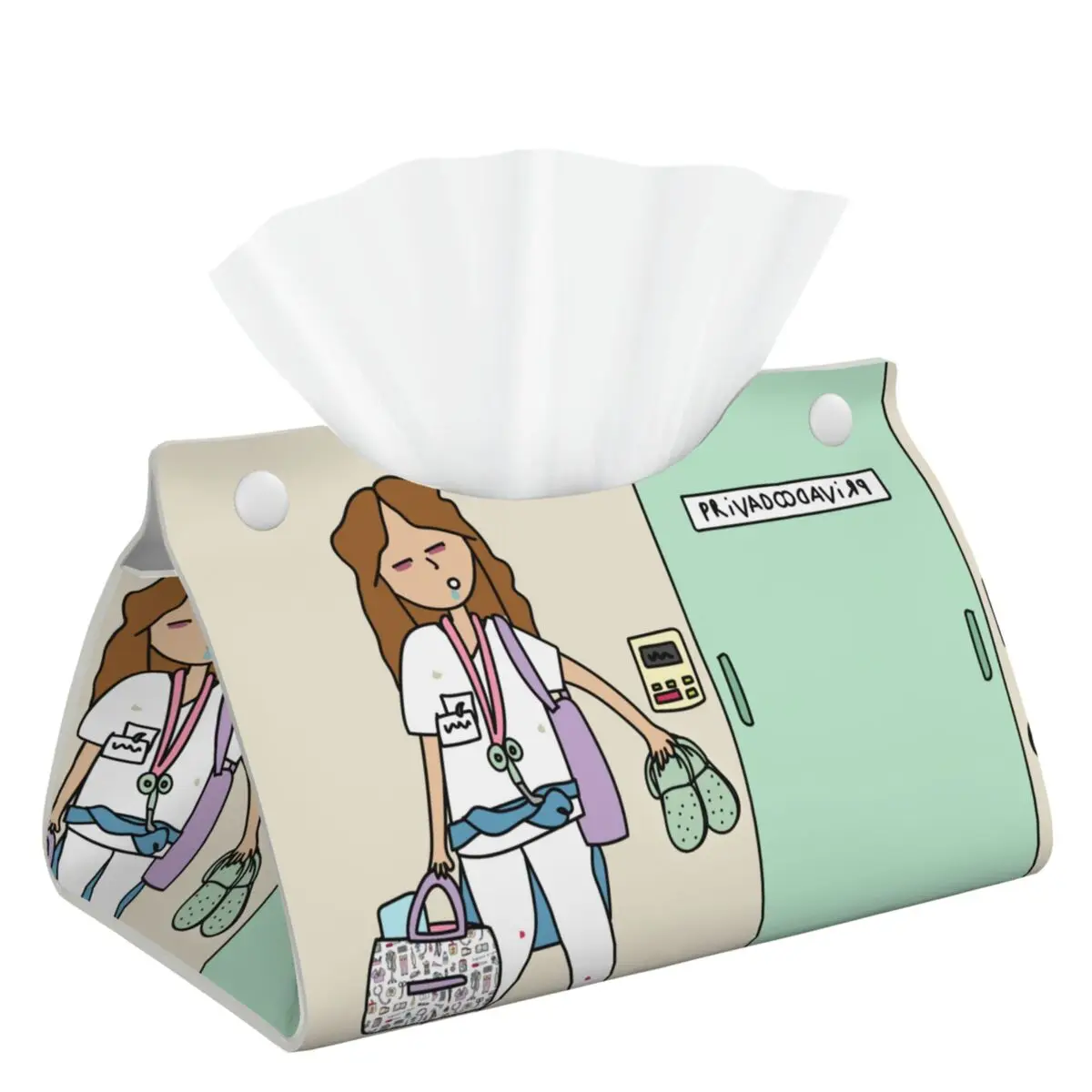 nurse Creative Enfermera En Apuros doctor  Tissue Box Cover Holder For Office Desk Decor Leather Tissue Boxes Organizer