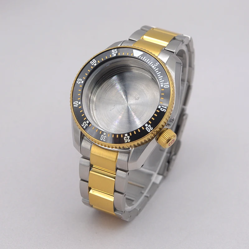 42mm Silver SPB185 SPB187 Watch Cases Gold Bezel With Watch Band Fits Seiko NH35 NH36 Movements Watch Repair Replace Parts