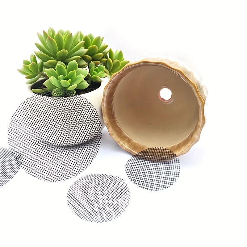 50 قطعة من شاشات تصريف شبكية مستديرة لأواني الزهور، تمنع فقدان التربة، مثالية لبستنة بونساي، والحشية، وشاشات تصريف النباتات