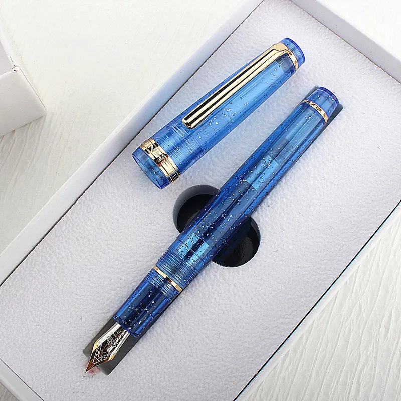 Jinhao 82 Acrylic Fountain Pen Spin Golden EF F Nib Elegante Writing Ink Pens for Business Office School Supplies Gifts Pen