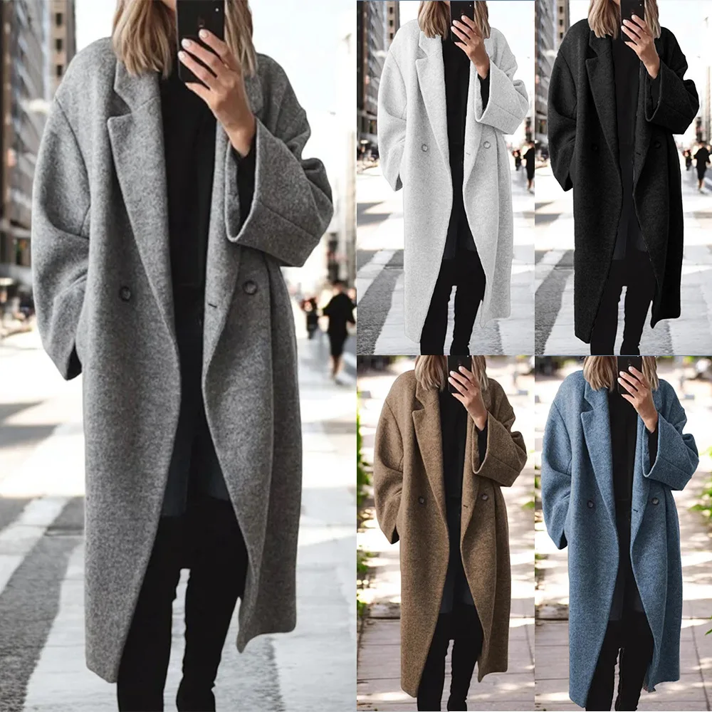 

Women's Multi Colored and Multi Size Woolen Long Windbreaker Jacket Winter Coat